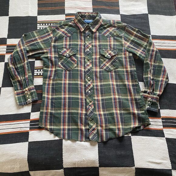 Vintage Wrangler Pearl Snap Button Up Shirt. Large. Pockets. USA. - Picture 4 of 16